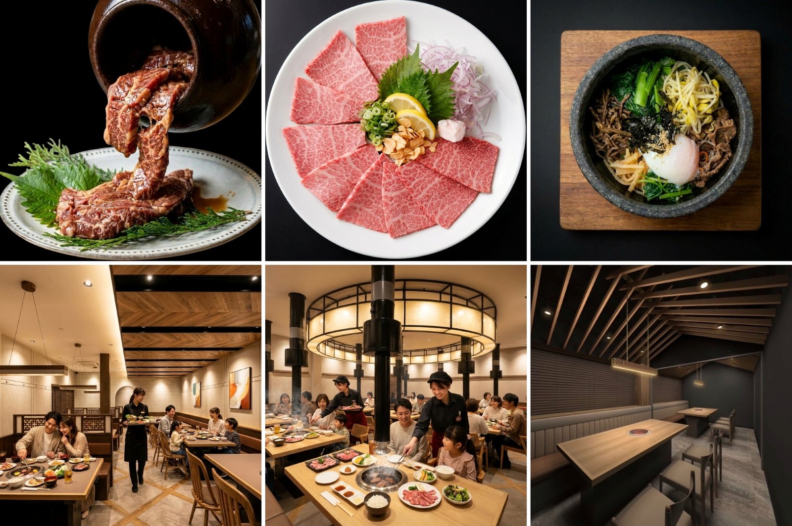 焼肉 高麗ガーデン北花田店の漬け込み高麗ハラミ、上ロースの焼きしゃぶ、石焼ピビンパ、店内ホール、個室席の紹介画像｜堺市のニュースならサカイタイムズ