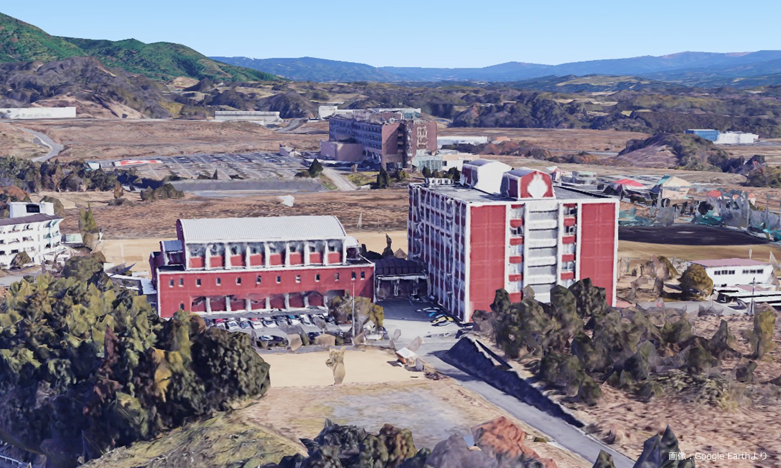 Google Earthで表示した初芝橋本高等学校周辺の俯瞰画像｜堺市のニュースならサカイタイムズ
