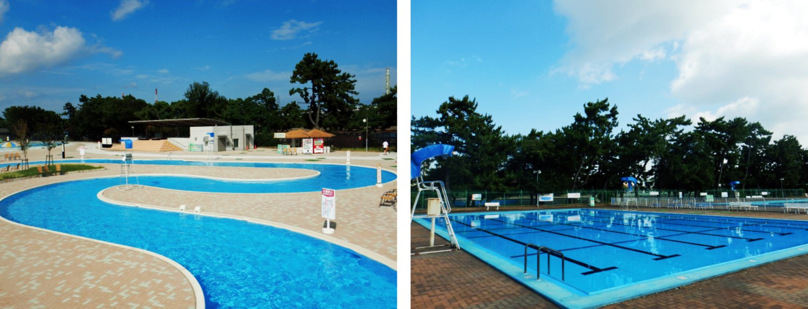 浜寺公園プールの流水プールと50m・25mプール
