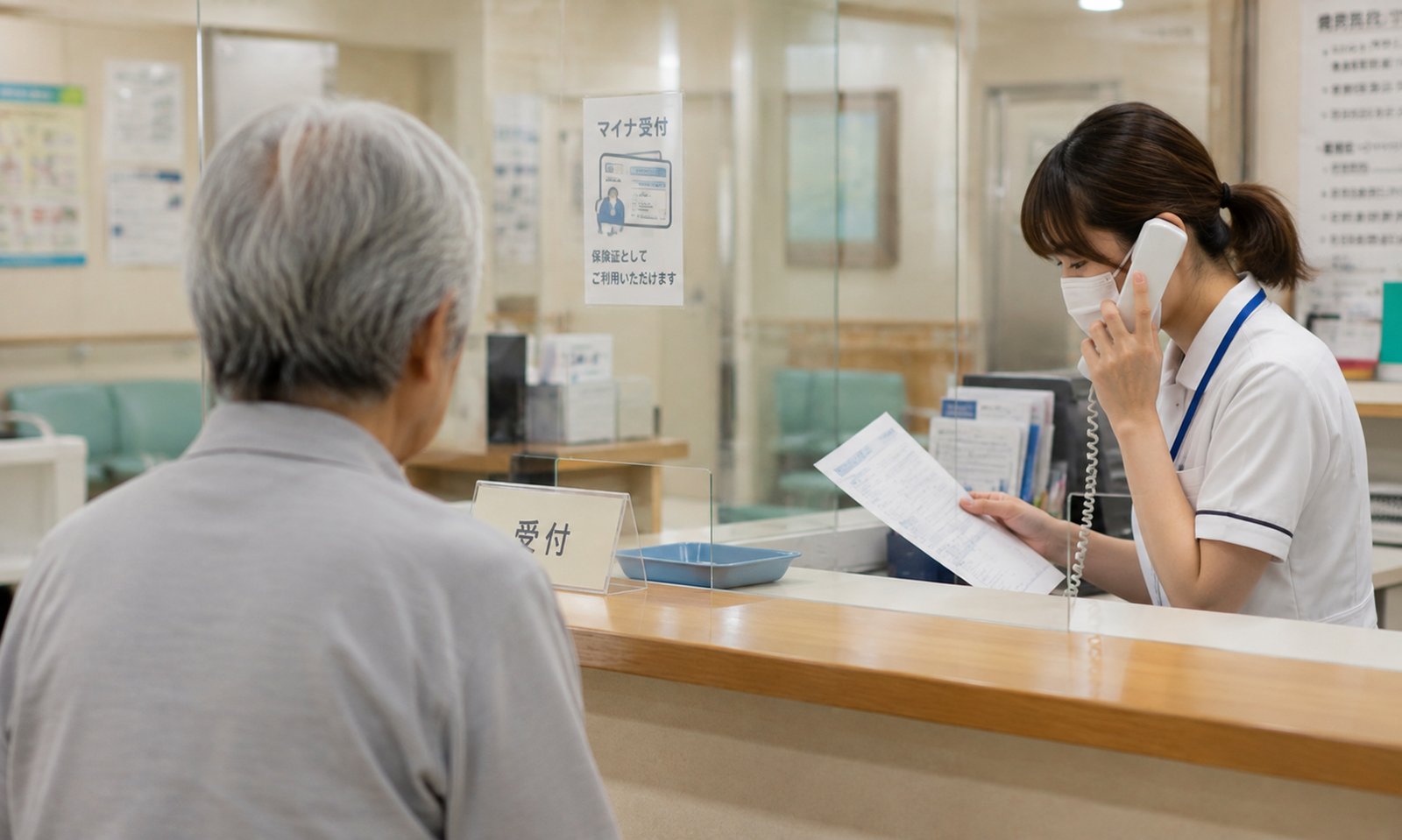 高齢者を前に医療機関と堺市が連絡を取り合っているイメージ画像