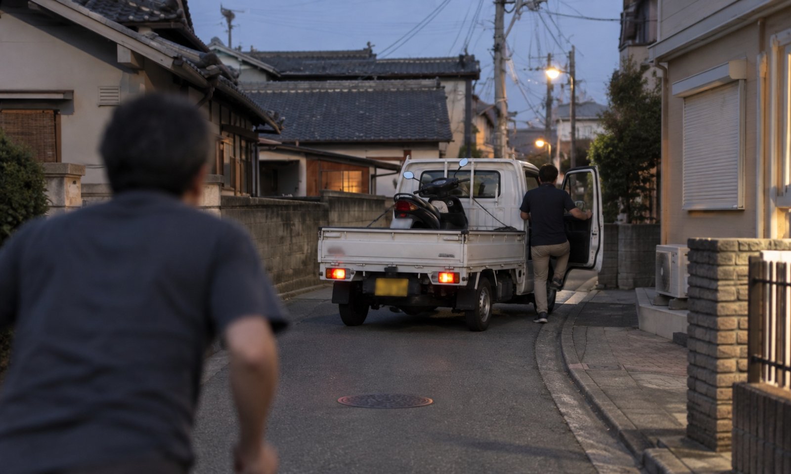 盗まれた自分のバイクを追いかけるイメージ画像