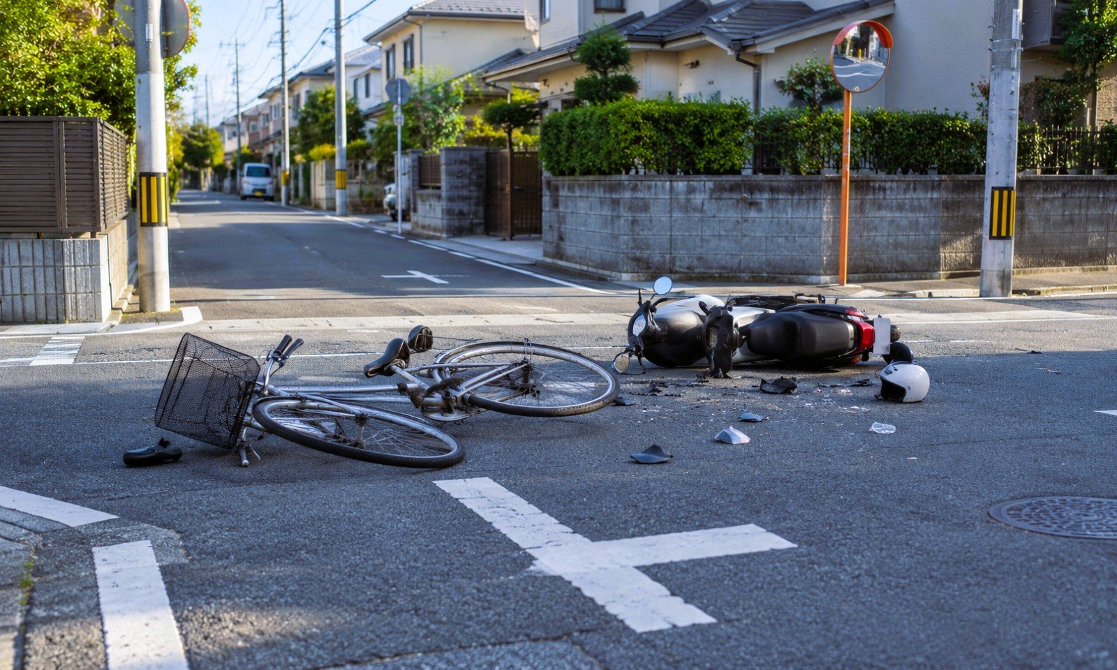 バイクと自転車の衝突事故のイメージ画像
