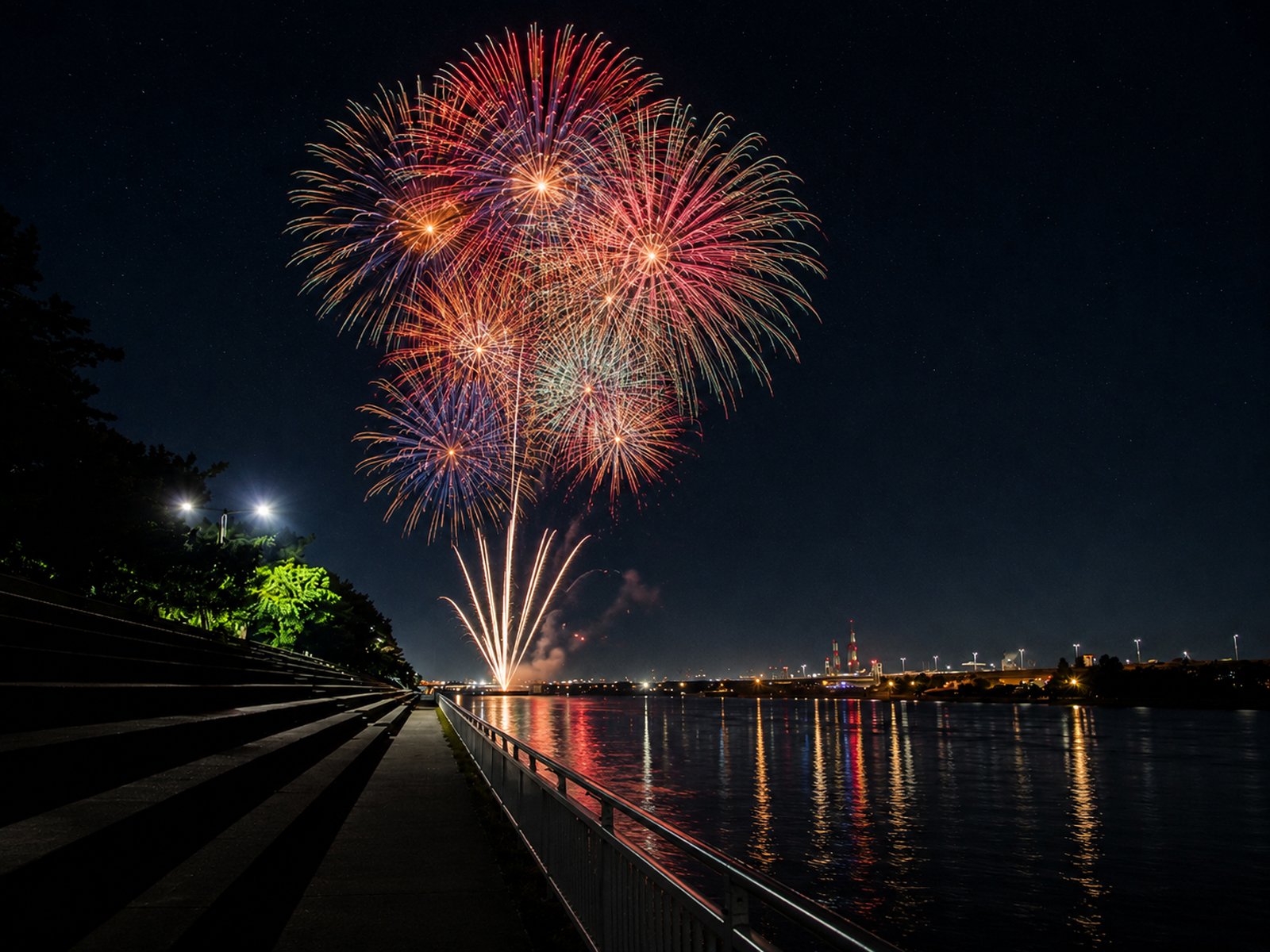 高石超花火で浜寺水路の海上で打ち上げる花火（イメージ画像）